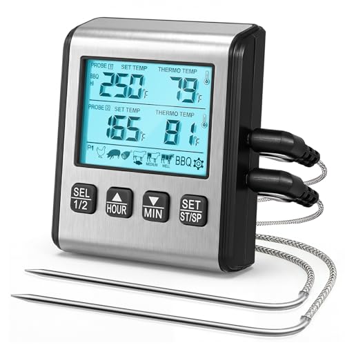 WGIDSKKI Double Sonde Thermometre Cuisine Numérique, Thermometre Cuisson avec Alarme, Thermomètre...