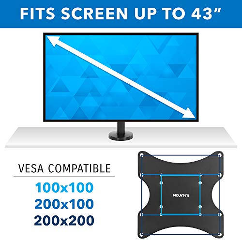 Mount-It! Flat Screen Tv Bolt Down Stand For Desk, Desktop, And Tabletop [23" - 43" Screens] Swivel Tabletop Mount, Vesa Mount Up To 200X200Mm (Steel, Black) #TOP5