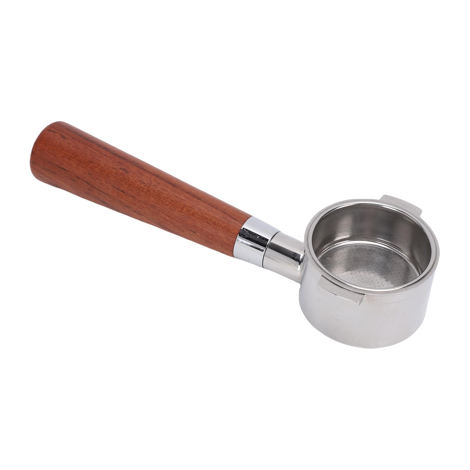 RiToEasysports Portafiltros sin fondo, visibilidad mejorada crema y extracción óptima, Filtro espresso acero inoxidable 51 mm con mango madera, for baristas caseros hogares y entusiastas café