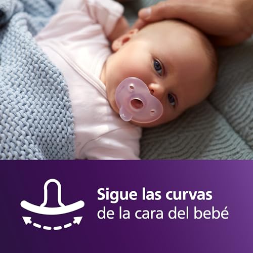 Philips Avent Soothie chupetas: design de silicone de uma peça, para recém-nascidos, tetina flexível que reduz a pressão entre os dentes e a boca, sem BPA, embalagem de 2, SCF099/27