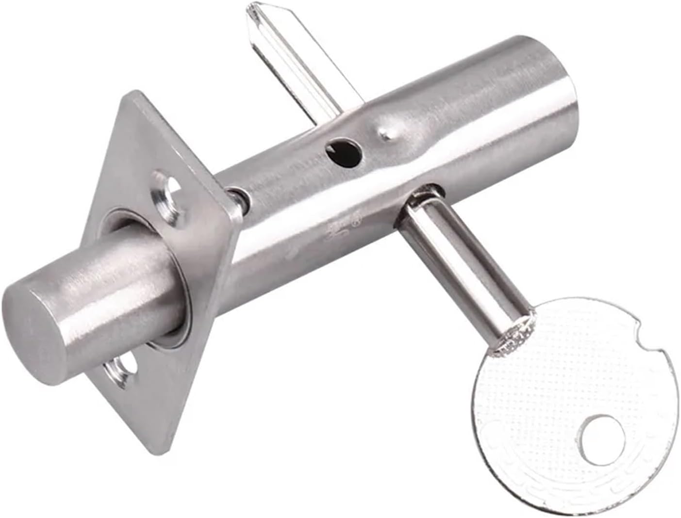 Invisible Mortise Door Lock Stainless Steel Pipe Well Lock with Keys Cupboard Fire Door Furniture Hardware Accessories 1Pcs(A)