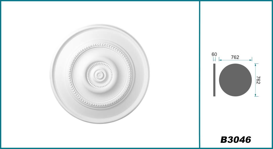 HEXIM Perfect Stucrozet van PU-hardschuim - plafondrozet wit, decoratief element, stuc (B3064, 509 mm) wanddecoratie slaapkamer lamp rozet rond