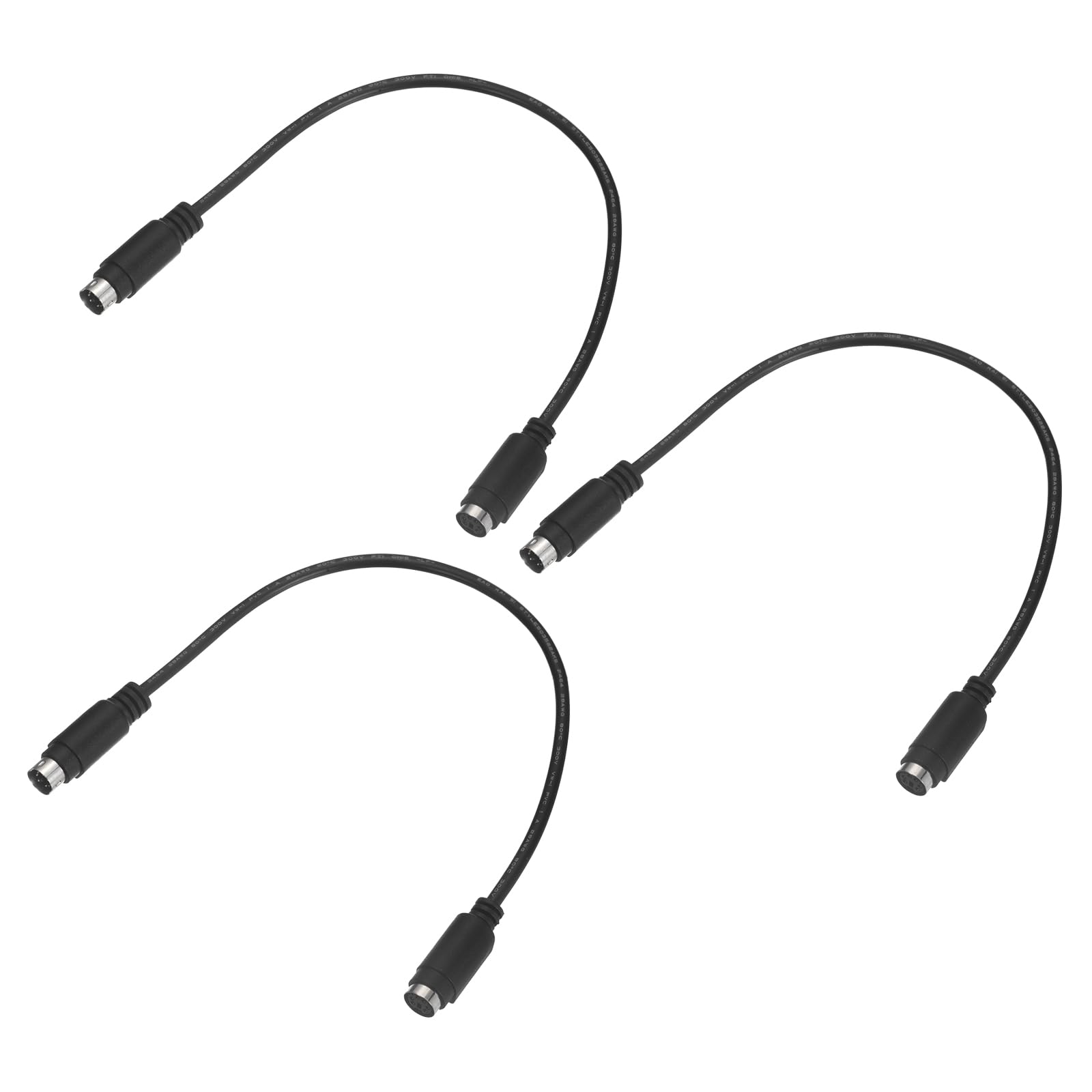 sourcing map Lot de 3 câbles d'extension PS/2 pour souris et clavier, câble mini DIN 6 broches mâle vers femelle pour scanner PC, noir