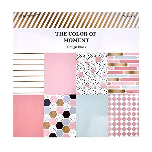 Besecraft Designer Cardstock Paper Pad for Crafting, Paper Pads Scrapbooking, Multi-Colored and Foil