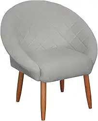 Poltrona Cadeira para Recepção sala de estar Sala de Leitura resistente reforçada tecido veludo pés madeira MOBLAN decor (1, Cinza)
