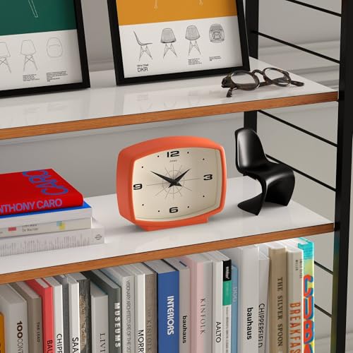 JONES CLOCKS® Film Desk Clock | Retro Rectangular Design | Orange | Retro Design, Blending mid-Century Style with a Punchy Modern Finish for Shelf, Table, Mantel or Bedside - Image 5