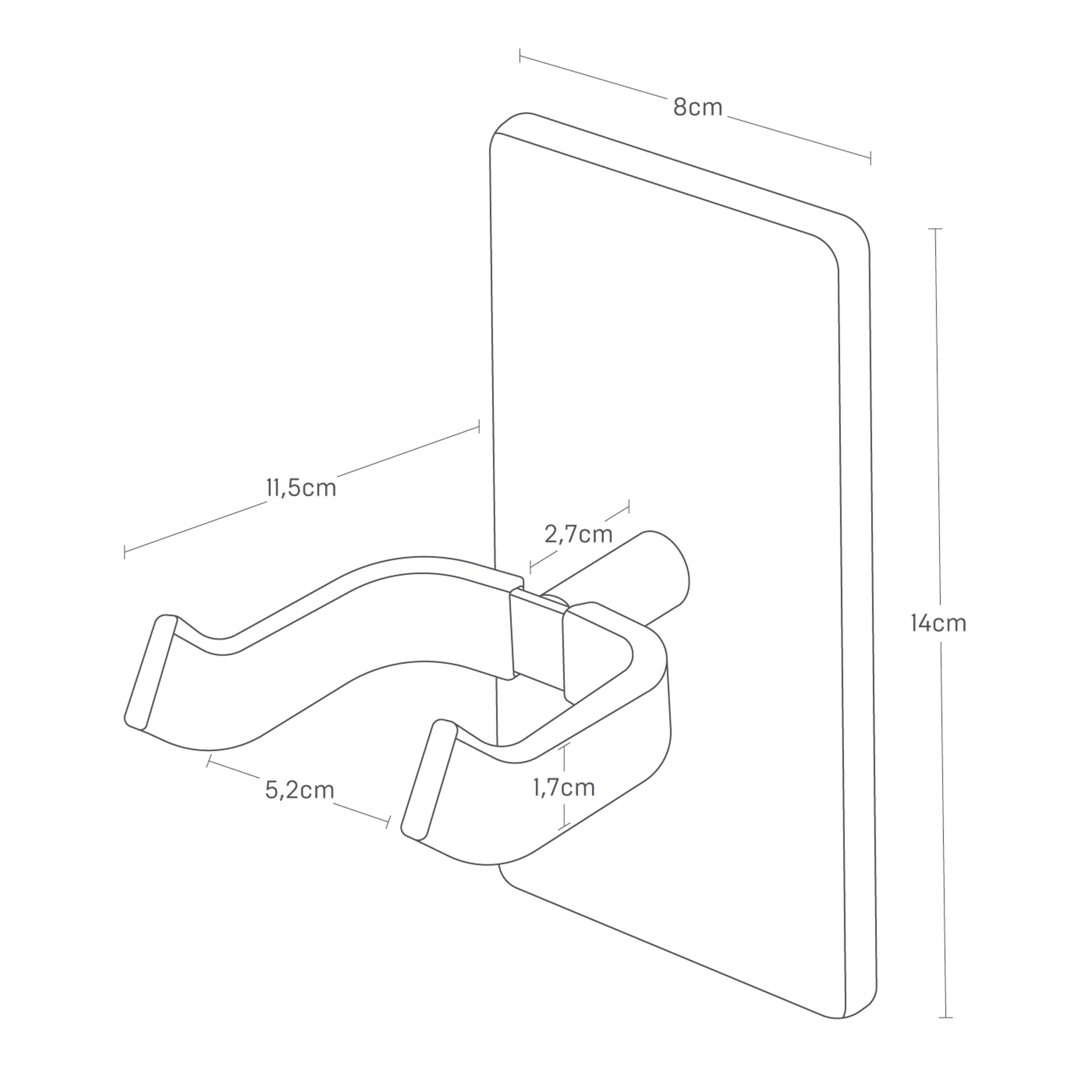 YAMAZAKI 1925 TOWER WallMounted Guitar Holder, white, Steel/Silicone/ABS Resin, 8 x 11.5 x 14 cm