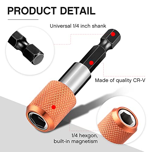 5 Pack Flexible Drill Bit Extension 1/4 Inch Magnetic Drill Bit Holder Tool Kit Hex Shank Quick Release Impact Driver Bit Set Magnetic Bit Holder Bar Socket Chuck Adapter For Nuts Screws #TOP6