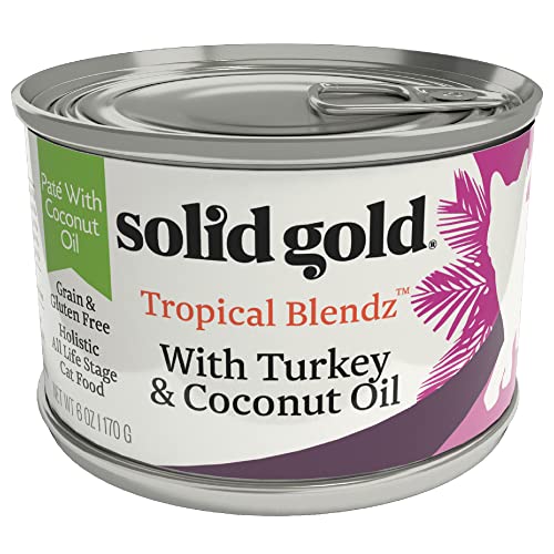 Image of Solid Gold Tropical Blendz Wet Cat Food - Turkey Pate in Coconut Oil - Canned Cat Food, 16 Pack