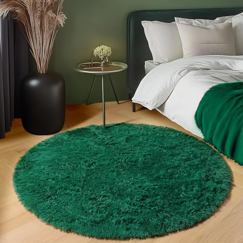 Alfombra redonda verde oscuro para rincón de juegos y cuarto de bebés 7