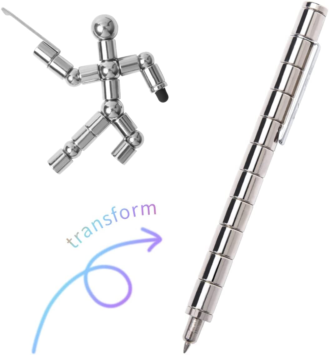 Wielofunkcyjny długopis magnetyczny, zabawka Fidget Pen, biurkowa zabawka antystresowa, która może być przekształcona w różnorodne kreatywne spędzanie wolnego czasu dla dorosłych i dzieci (srebrna)