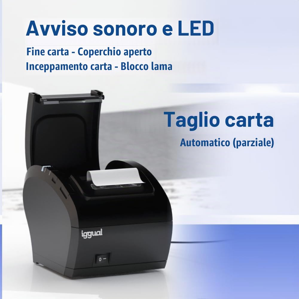 iggual S0228519 Stampante Termica Tp8002, 203 Dpi, Nero