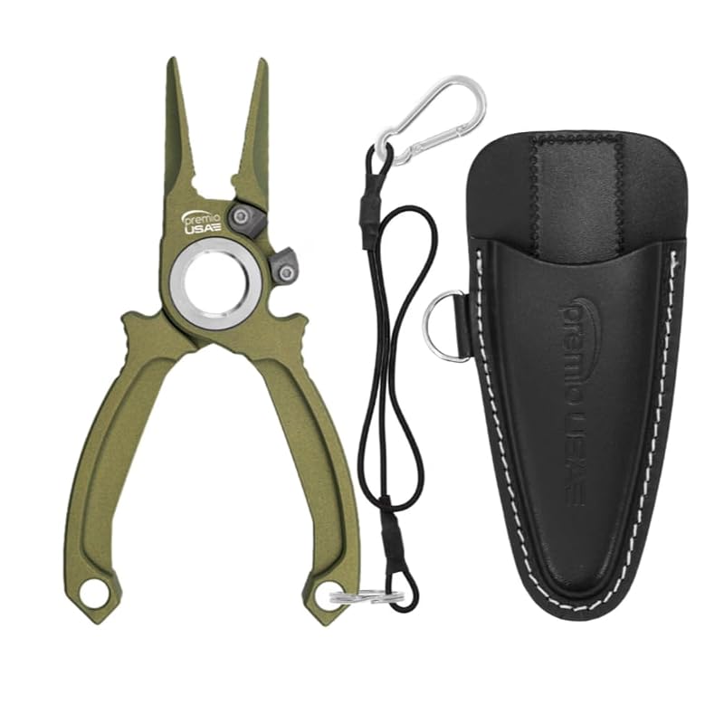 Alicate de Pesca danco Premio Titanium em Titânio Grau 5, com Cordão e Bainha de Couro, Crocodile, 16,5 cm