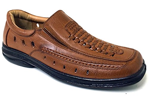 A1V2751B Men's Dress Sandals Closed Toe Elastic Gores Huarache Loafer Slip-on Casual Shoes Black, Tan