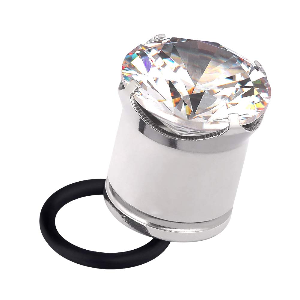 Longbeauty, set di 2 dilatatori singoli in acciaio inox con zircone bianco, in zirconia cubica trasparente