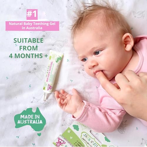 Image of Jack N' Jill Baby Gum & Tooth Gel for Teething, Drug-Free with Naturally Derived Chamomile & Calendula, No Added Sugars, Suitable for 4 Months & Up - 0.5 oz (15g), 3 Pack