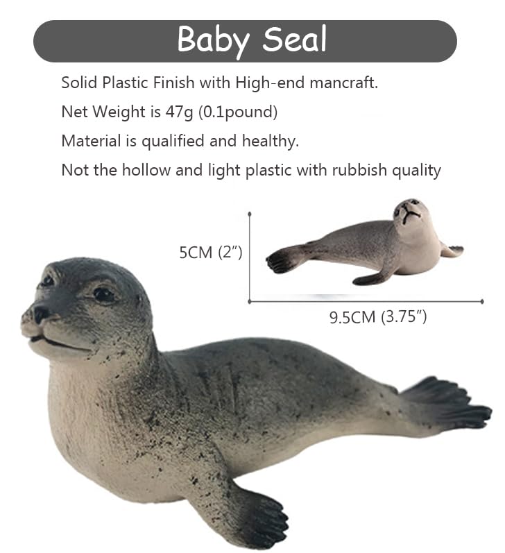 Image of SmilerSmile Baby Seal Figurine Plastic Sea Creature Toy for Toddlers | Solid PVC Action Figure, Simulation Sea Animals, Educational Ocean Animal Model, Non-toxic Safe Bath Toy for Kids