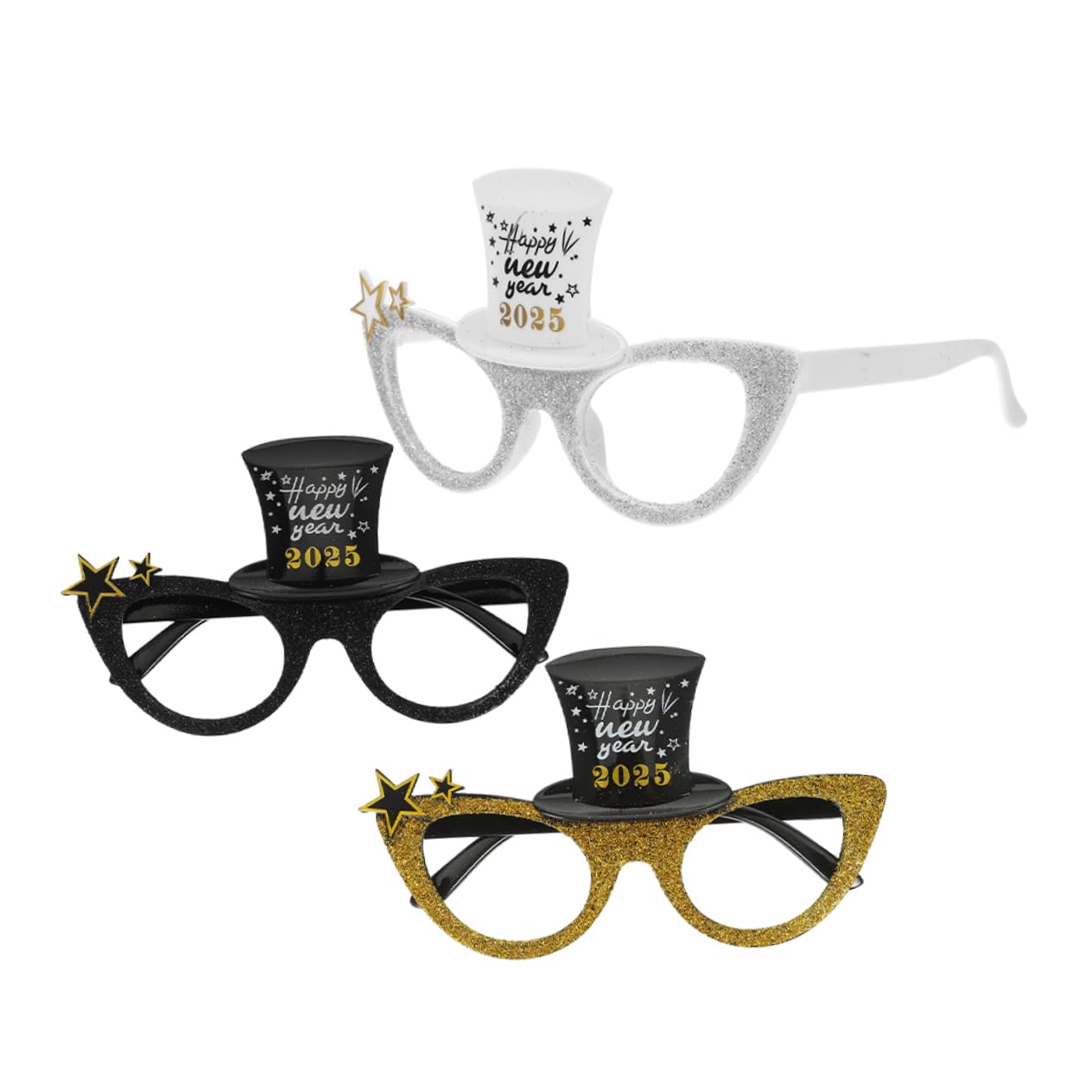 SOLUSTRE Funny Party Glasses Set 2025 Celebration Eyewear 3pcs Glitter Sunglasses for Birthday Party Decorations