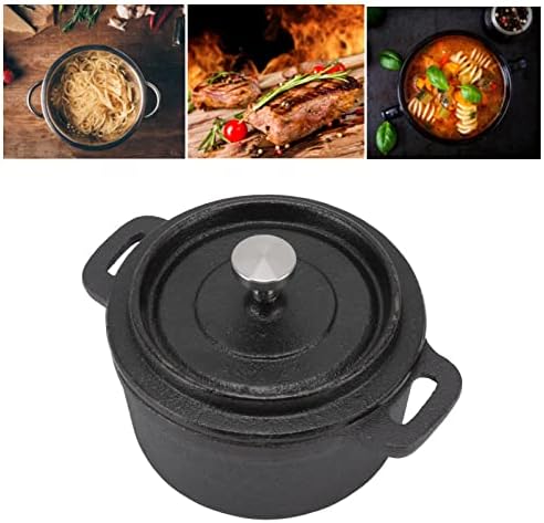 EVTSCAN 4 Inch Cast Iron Mini Dutch Oven 10oz, with Lid and Dual Handles, for Camping Dutch Oven Camp Cookware for Campfire or Camp Stove(4 Inch Diameter)