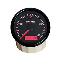 Vista 40 de ELING Universal Tachometer Gauge RPM with LED Digital Adjustable Hour Meter and RPM Alarm 12000RPM 85mm with Backlight