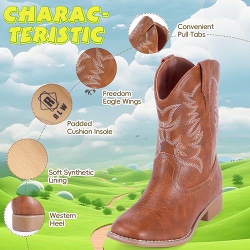 RLW Boys Cowboy Boots for Kids, Square Toe Western Cowgirl Boot for Girls Toddler/Little/Big Kid2