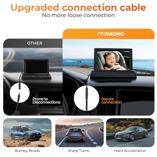 Itomoro Baby Car Camera, View Infant in Rear Facing Seat with Wide Crystal Clear View,360° Rotation Plug and Play Easy Install car camera for baby 1080p by Itomoro - Image 4