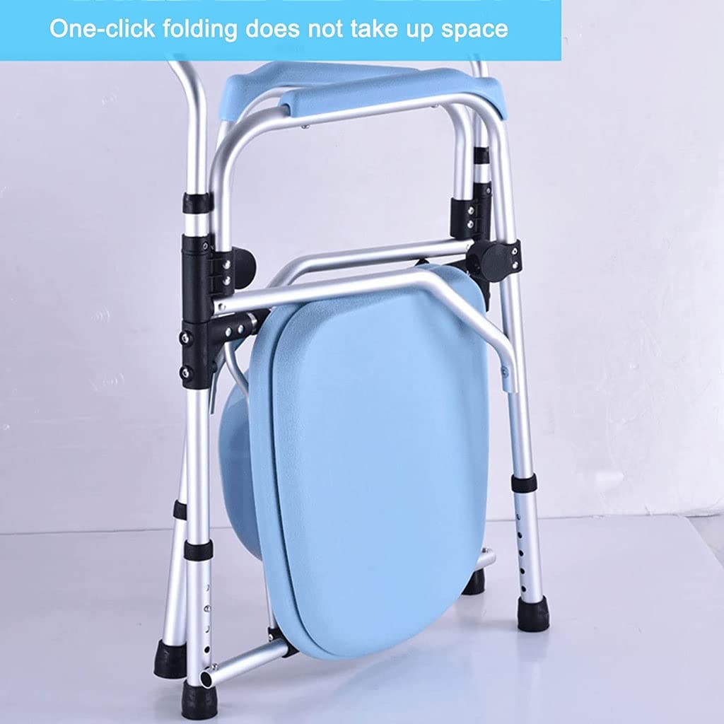 Składana Komoda/Krzesełko Pod Prysznic Waterside Commodes Krzesło prysznicowe WC, regulowany wysokość/składany/antypoślizgowy/z podłokietnikami/oparciami i wiadrem toaletowym, do 150 kg Krzesł