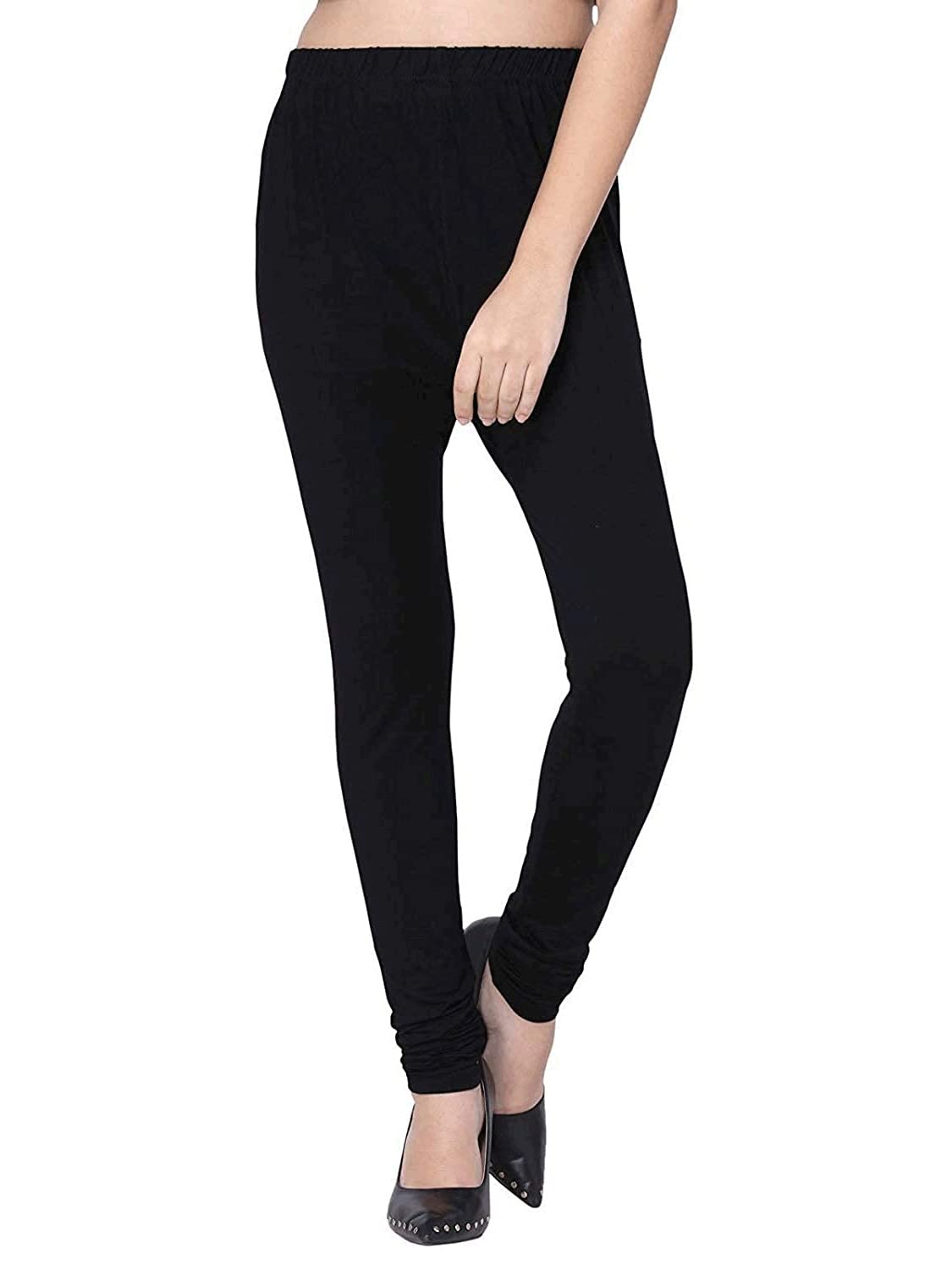 Stylished Churidar Leggings for Women & Girls Soft Cotton Stretchable Miyani Leggy Free Size in Black Color-image-15