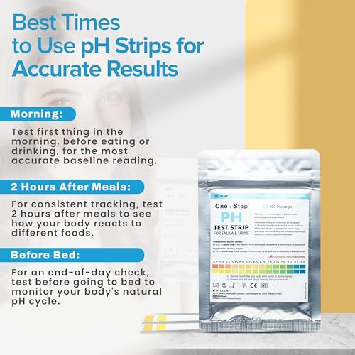 One Step pH Test Strips for Urine & Saliva Testing (4.5-9.0), 100 pH Strips, Test Alkaline & Acid Levels in The Body, Body pH Test Kit, Highly Accurate Results in Seconds, Home Health Tests