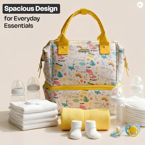 Image of StarAndDaisy Baby Bag for Mothers Travel /Diaper Bags for Mom with Insulated Compartment /Diaper Bag for Mothers for Travel & Multiple Pockets, 12L Capacity- Unicorn Print