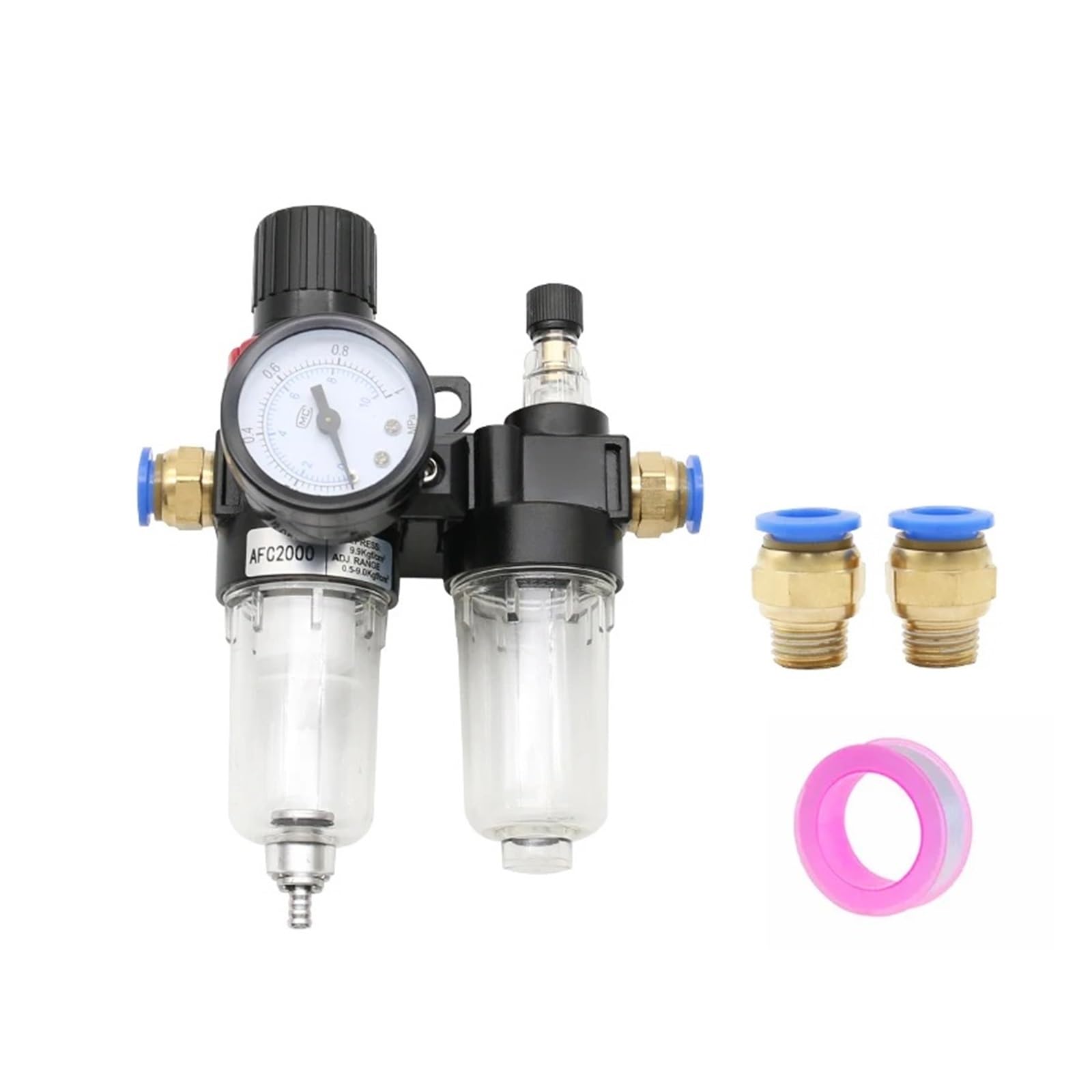 AYNRJKKX AFC2000 G1/4 Air Compressor Oil Water Separator Filter for Pressure Reducing Valve Regulator AFR2000 + AL2000(PC 6mm Fitting)