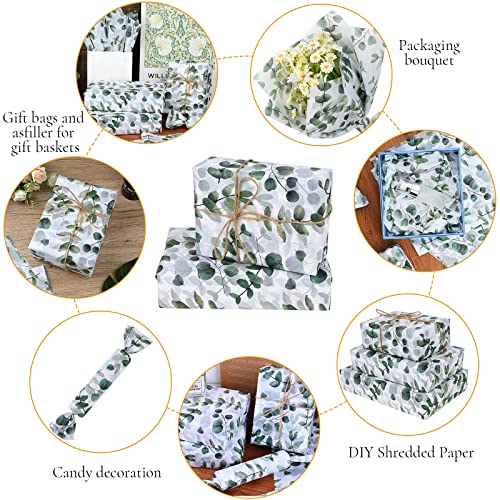 Bolsome 100 Sheets 20 * 14 Inches Eucalyptus Tissue Paper Greenery Botanical Gift Wrapping Tissue Boho Herb Decor Spring Wrapping Tissue For Gift Bags For Baby Shower, Wedding,Birthday Crafts #TOP5