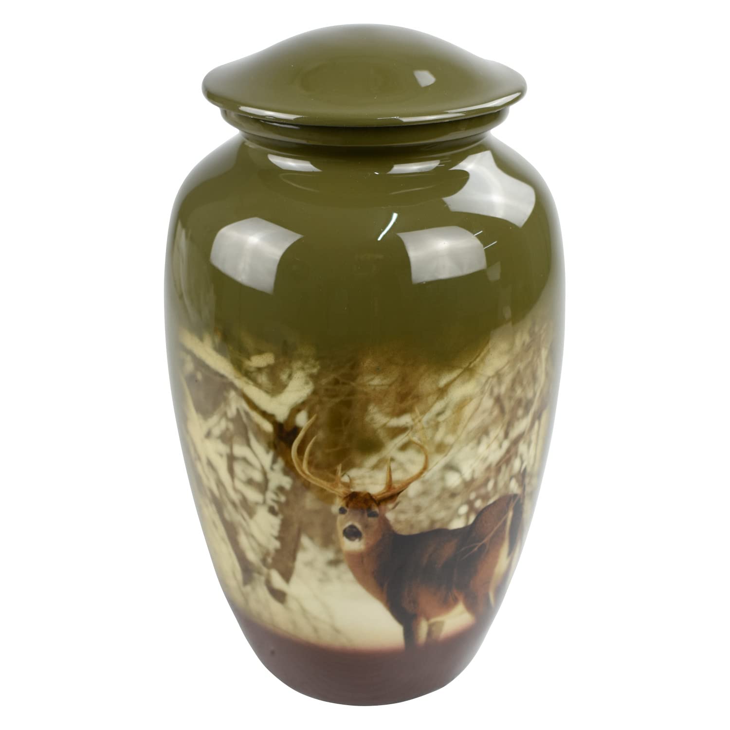 Sterling Ventures Large Cremation Memorial Urn for Adult Human Ashes Screw Lid Design (One with Nature)