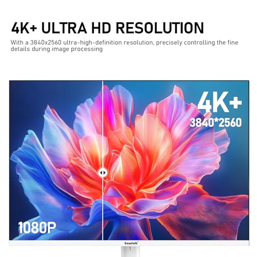 Image of Gawfolk 28 inch UHD 4K Computer Monitor, IPS Ultra HD (3840x2560p) Screen, 3:2, 1.07 Billion Colours, 128% sRGB, Built-in Speakers, 178 Wide Viewing Angle DisplayPort 1.4 & HDMI 2.0, White