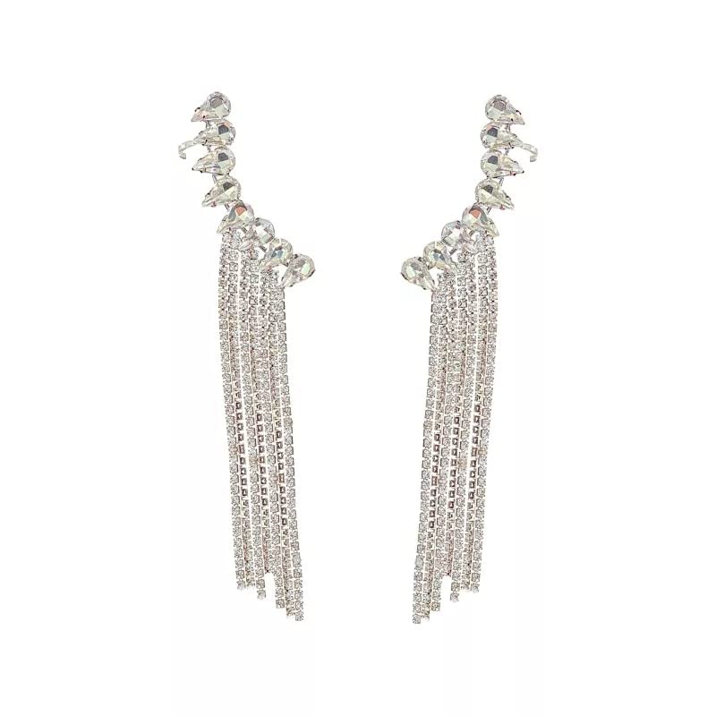 Boucles d'oreilles longues en argent sterling avec strass, le cadeau idéal