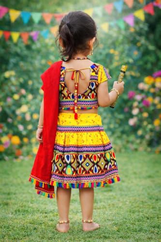 Image of PK HUB Kids Ethnic Radha Dress Lehenga Choli | Chania Choli Set | Janmashtami Mythological | Dandiya Dance Costume | Rajasthani ethinic style For Baby Girls