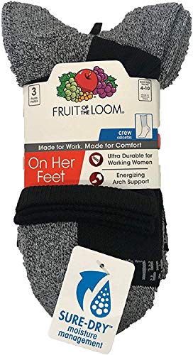 Fruit Of The Loom 3 pack On Her Feet Poly Crew Socks