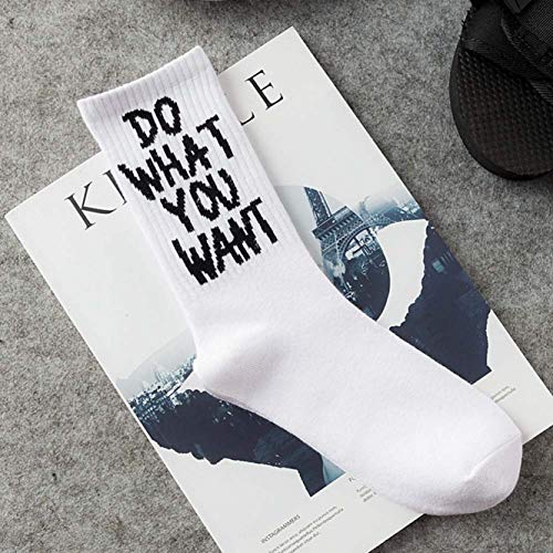 dyudyrujdtry Inusual Do What You Quiero Divertido Letra Korea Halajuku Hip-Hop Calle Patín Calcetines Calcetines Hombre Negro Blanco Informal Algodón Corto Calcetines Invierno - WT