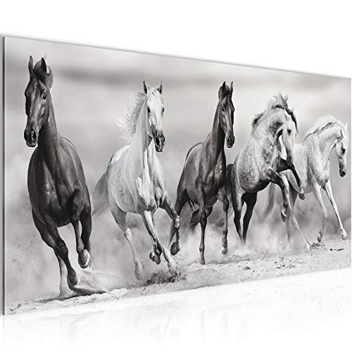 Runa Art Tableau Decoration Murale Chevaux 1 Partie Moderne Toile non tissée Salon Salle Animaux Noir et Blanc 014112c