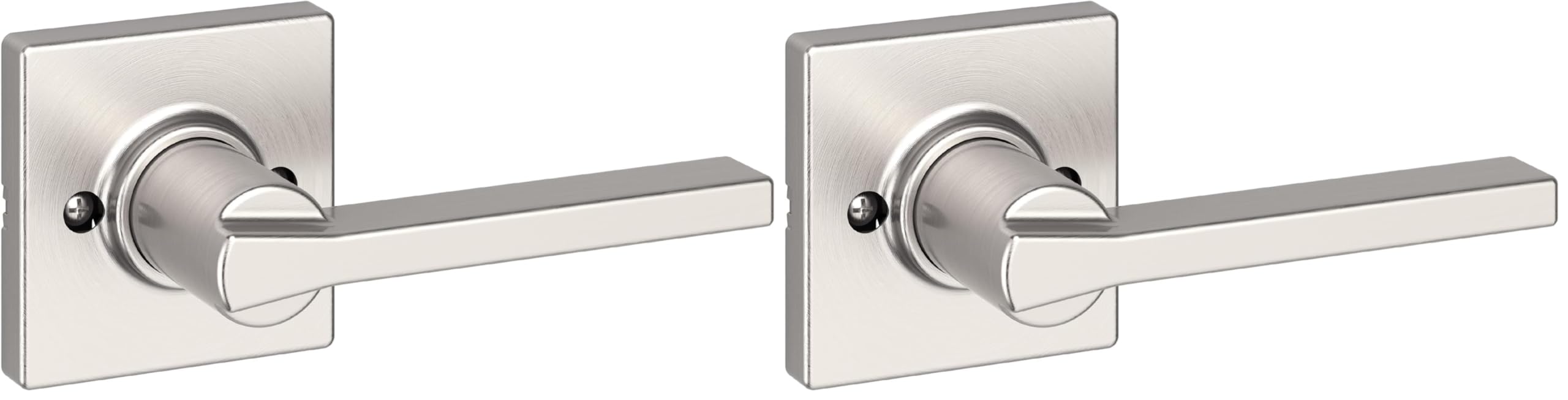 Kwikset Casey Dummy Door Handle, Single Sided Lever for Closets, French Double Doors, and Pantry, Satin Nickel Non-Turning Reversible Interior Push/Pull Lever, with Microban Protection (Pack of 2)