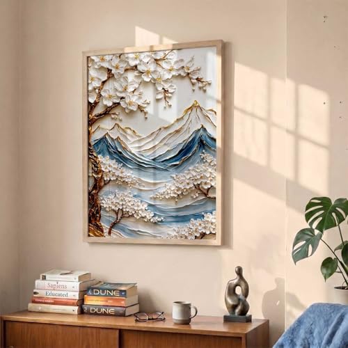 Image of kotart Mountain View Wall Art Home Decoration | Aesthetic Floral Paintings With Frame For Living Room Bed Room Hotel Wall Decor Digital Reprint (14X20 inch)