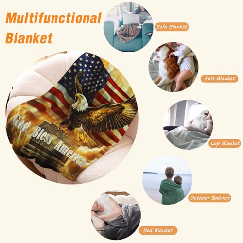 Image of YeeJu Patriotic Throw Blanket for Kids Small 4th of July Memorial Day Fourth of July Blanket for Girls Boys Child Baby Couch Bed White Blue Star Blankets Independence Veteran Day Blanket 40x50