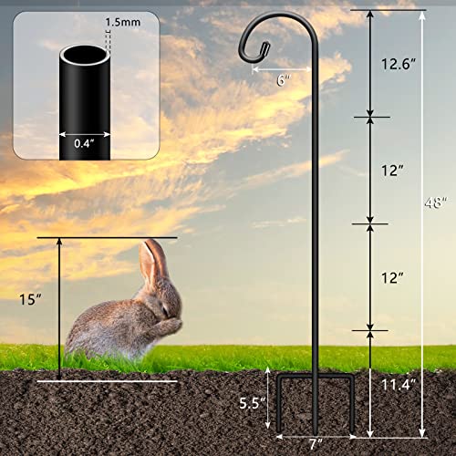 Image of Gtongoko 48 Inch Shepherd Hooks for Outdoor 4 Pack, Adjustable Garden Hooks for Hanging Plants, Lanterns, Solar Lights, Mason Jars & Wedding Decor, Matte Black Decorative Shepherd's Hooks