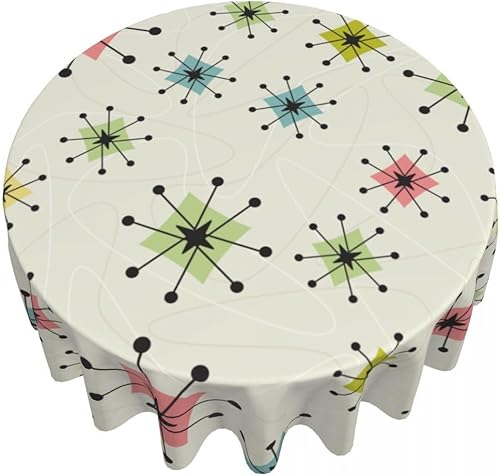 Miniatura 6 de Mantel redondo retro lavable para el hogar, cocina, comedor, fiesta, 60 x 60 pulgadas