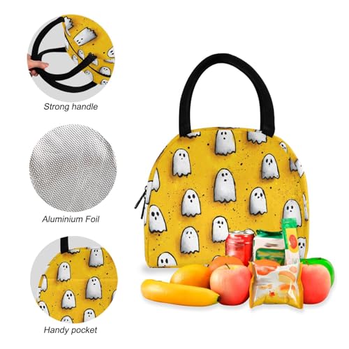 Halloween Cute Print Backpack Set with Lunch Bag, Large Capacity Travel Backpacks and Lunch Box Insulated for Commute Hiking Picnic4