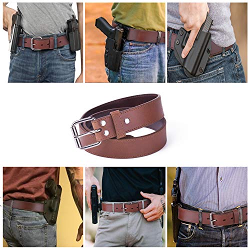 Poyolee Concealed Carry Ccw Leather Gun Belt | Top Grain Leather Belt For Gun Carry | Mens Heavy Duty Edc Belt 1 1/2-Inch #TOP5