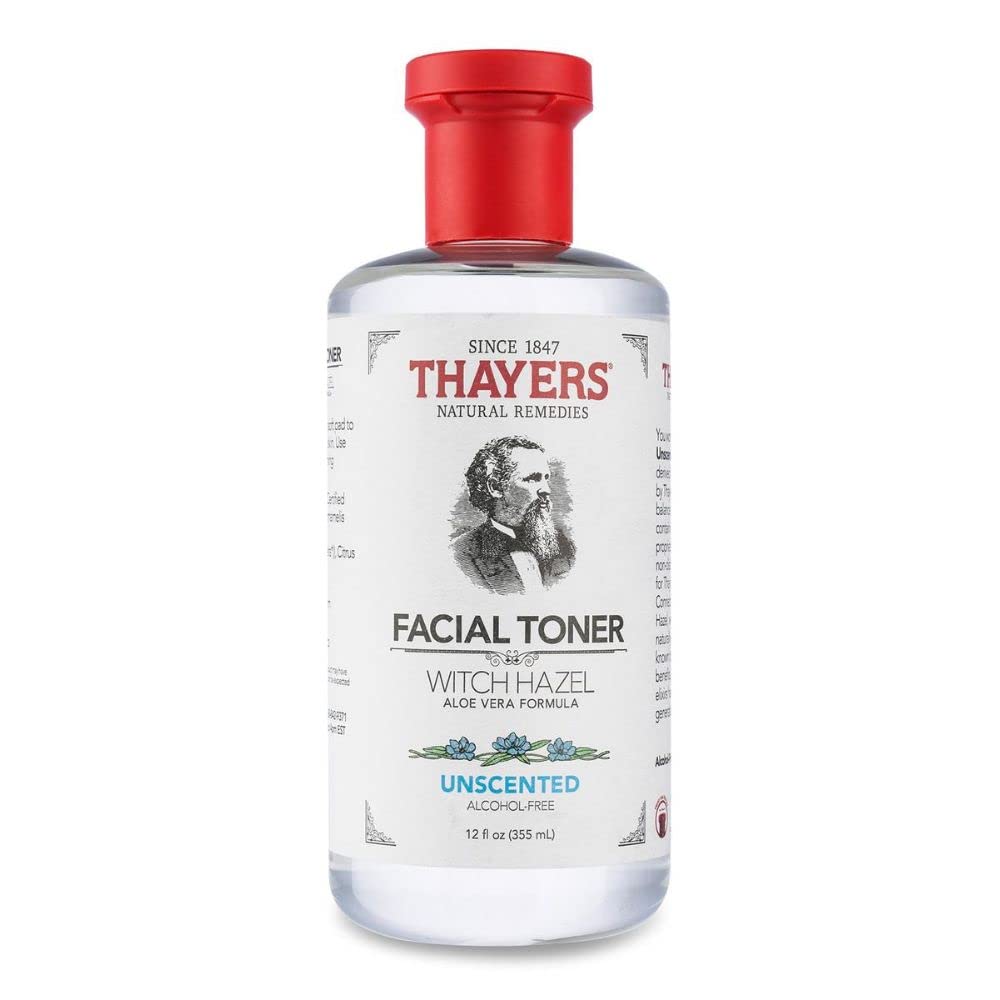THAYERS Alcohol-Free Unscented Witch Hazel Facial Toner with Aloe Vera Formula, 12 oz