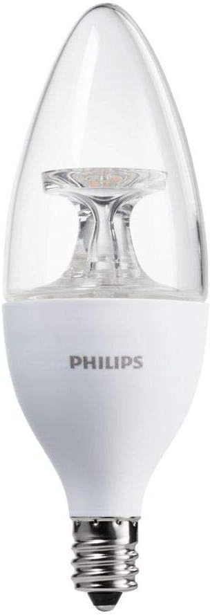 Philips LED Dimmable B11 Clear Candle Light Bulb: 300-Lumen, 5000-Kelvin, 4.5-Watt (40-Watt Equivalent), E12 Base, Daylight, 12-Pack, Model Number: 463901
