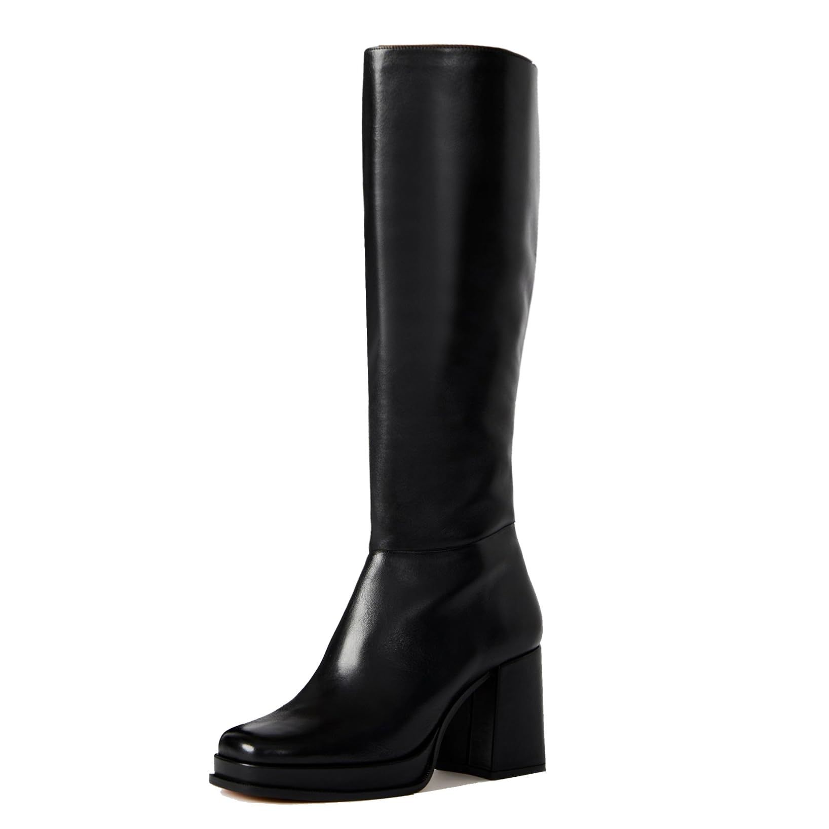 Knee High Boots Women Chunky Heel Round Toe Campus Boots Comfortable Low Block Heel Tall Riding Boots With