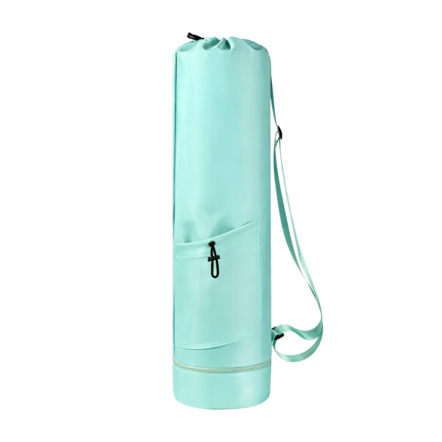 SNAPPSY Drawstring Fitness Mat Bag with Pocket Lightweight Fitness Mat Carrier with Shoulder Strap Cylindrical Adjustable for Yogis, Commuters, Gym, Park, Green-image-24